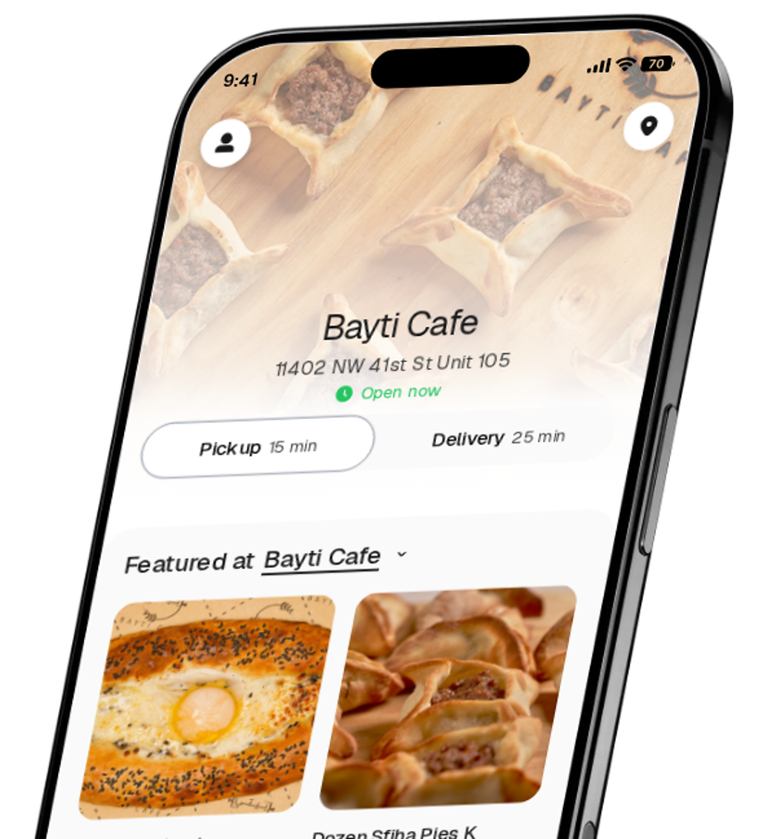 Bayti Cafe app preview